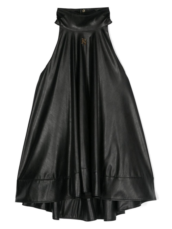 Abito nero per bambina in ecopelle EFAB5180PE009 N000 Elisabetta Franchi Kids 