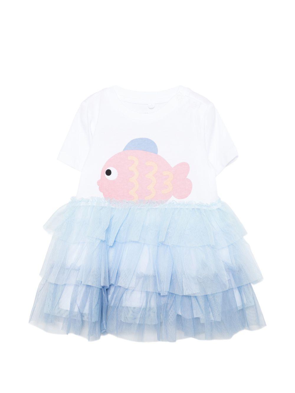 Abito bianco/blu per neonata TY1061Z0434 100 Stella McCartney Kids 