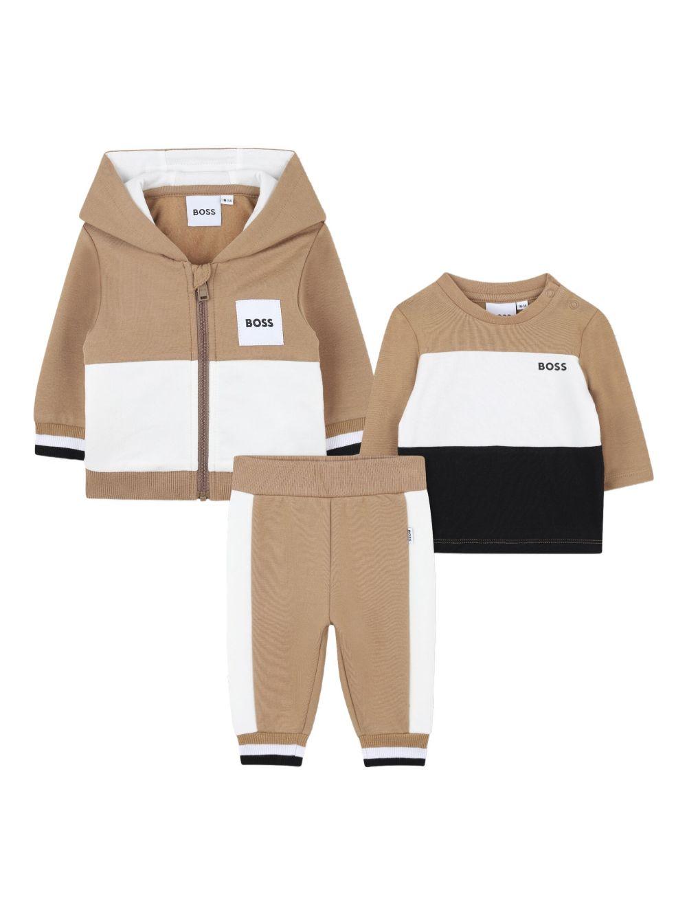 Completo marrone/bianco per neonato J52533 269 Boss Kids 