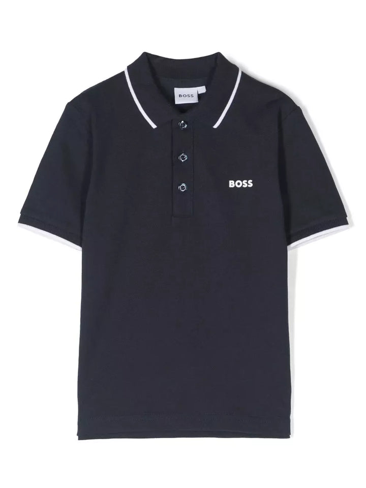 Polo blu per bambino con logo J25P26 849 Boss Kids 