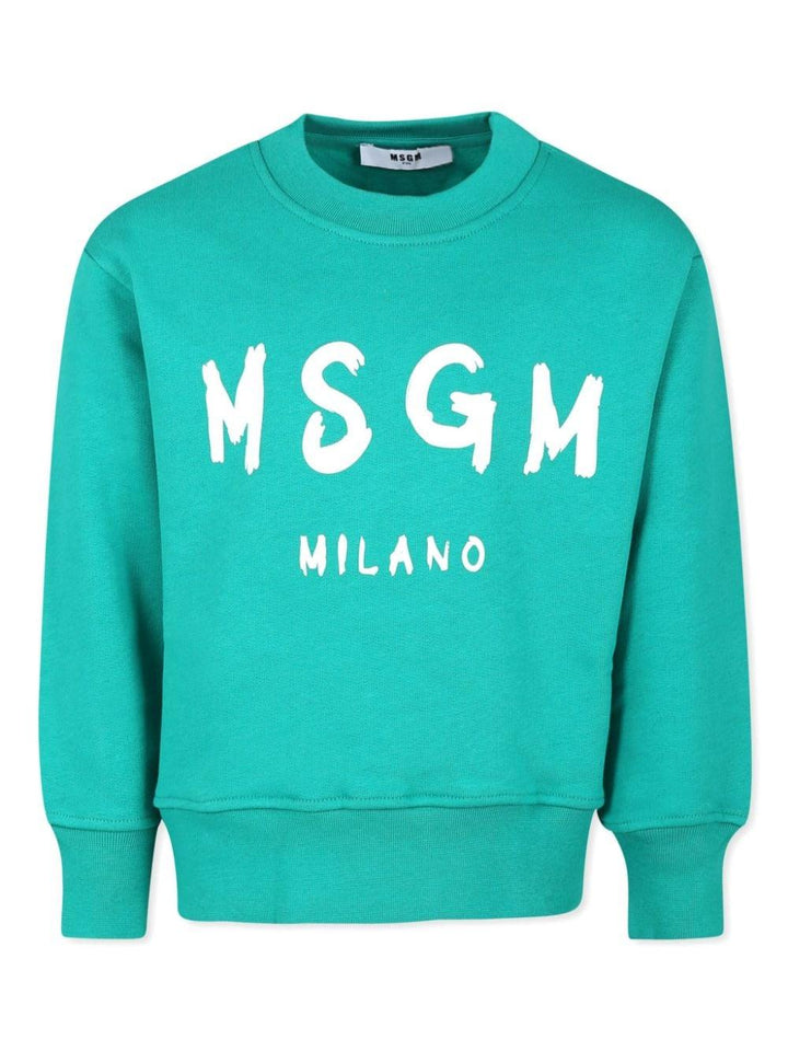 Unisex green cotton sweatshirt with logo