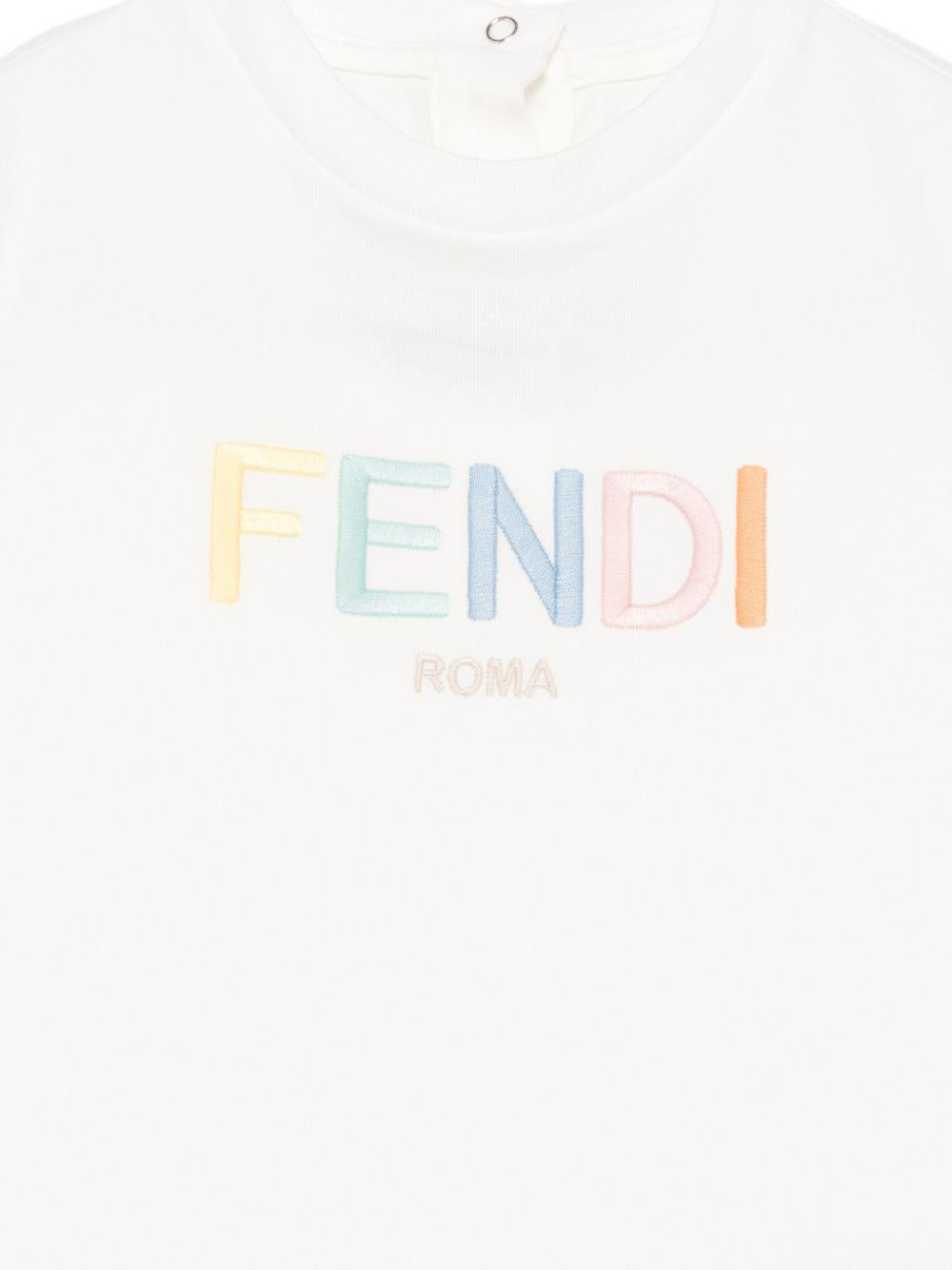 T-shirt bianca per neonato BUI117ST8 F0TU9 Fendi Kids 