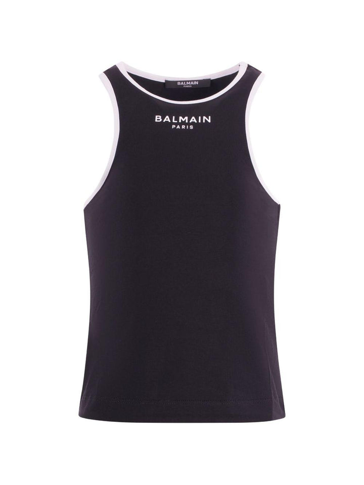 Canottiera nera per bambina BY8A12Z3277 930BC Balmain Kids 