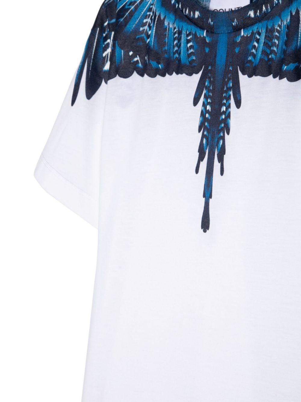 T-shirt bianca/wings blu per bambino