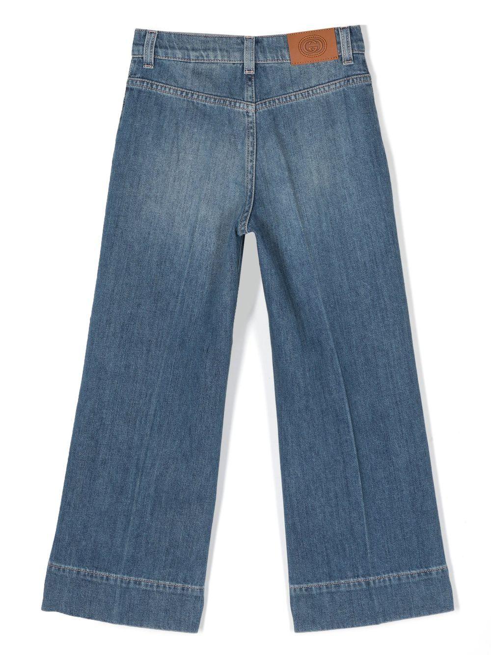 Jeans blu per bambina con logo
