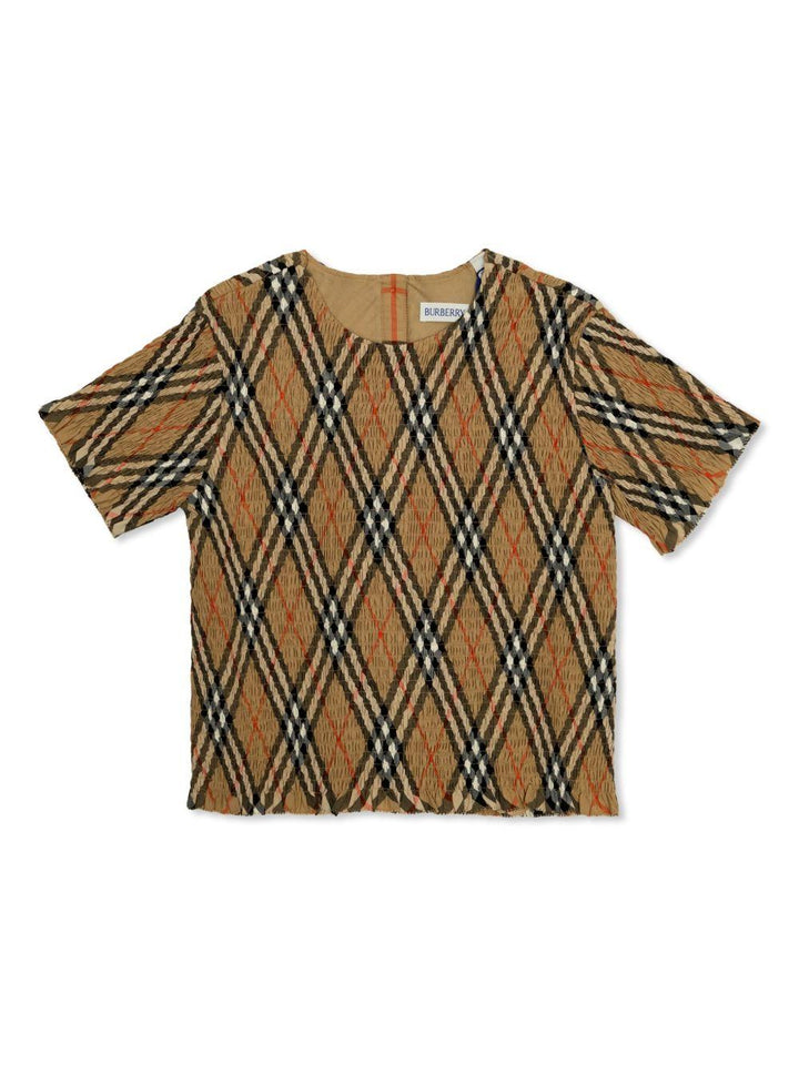 T-shirt marrone a quadri per bambina 8100073 B9368 Burberry Kids 