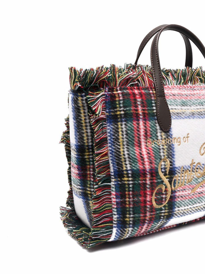 Borsa a quadri marrone per bambina