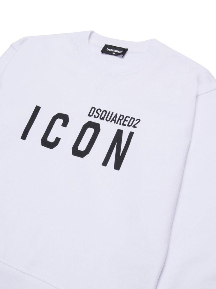 Felpa bianca per bambino con logo Icon DQ2667D0094 DQ100 Dsquared2 Kids 