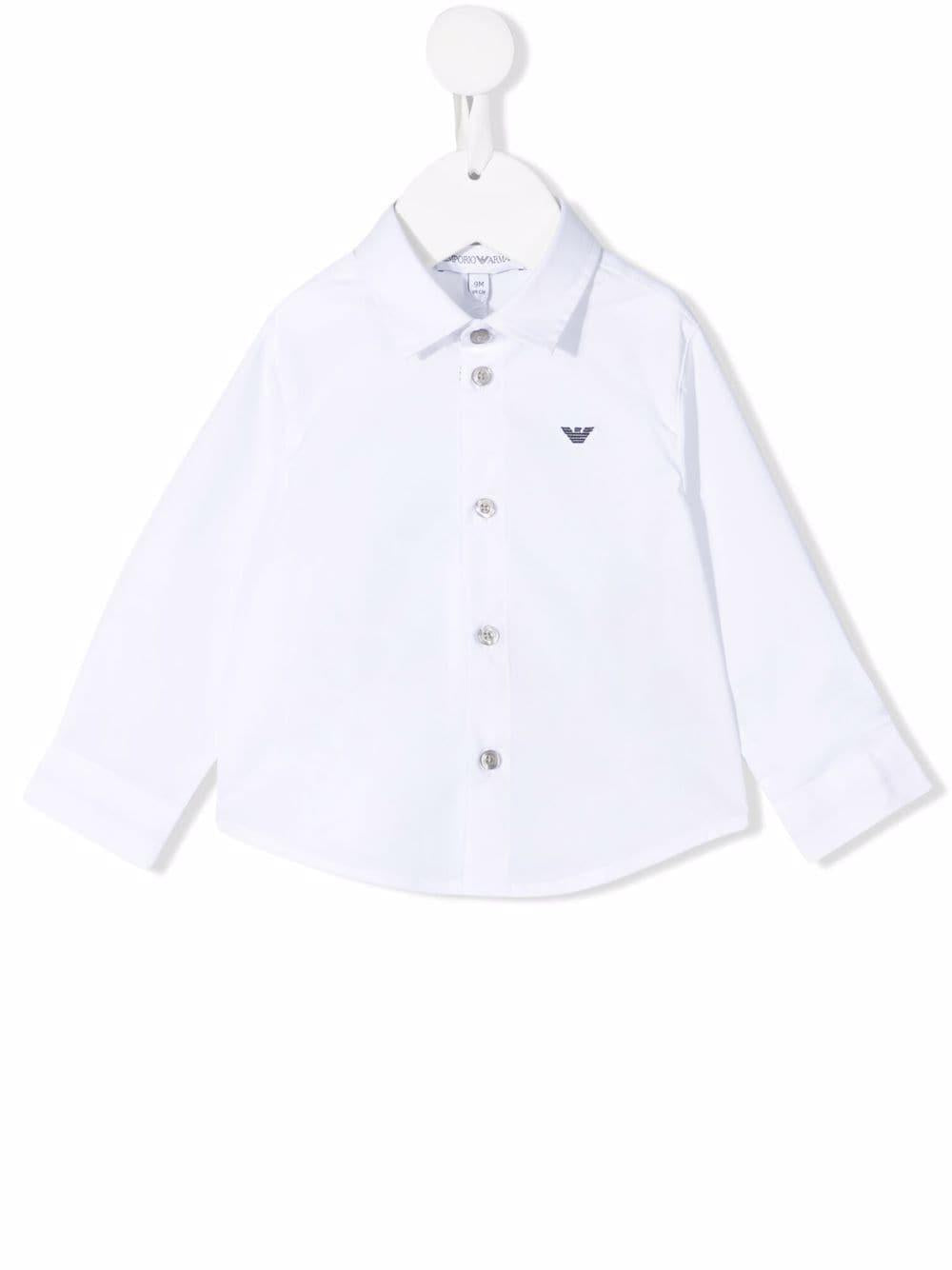Camicia per neonato in cotone bianca 8NHC014NGDZ 0100 Emporio Armani Kids 