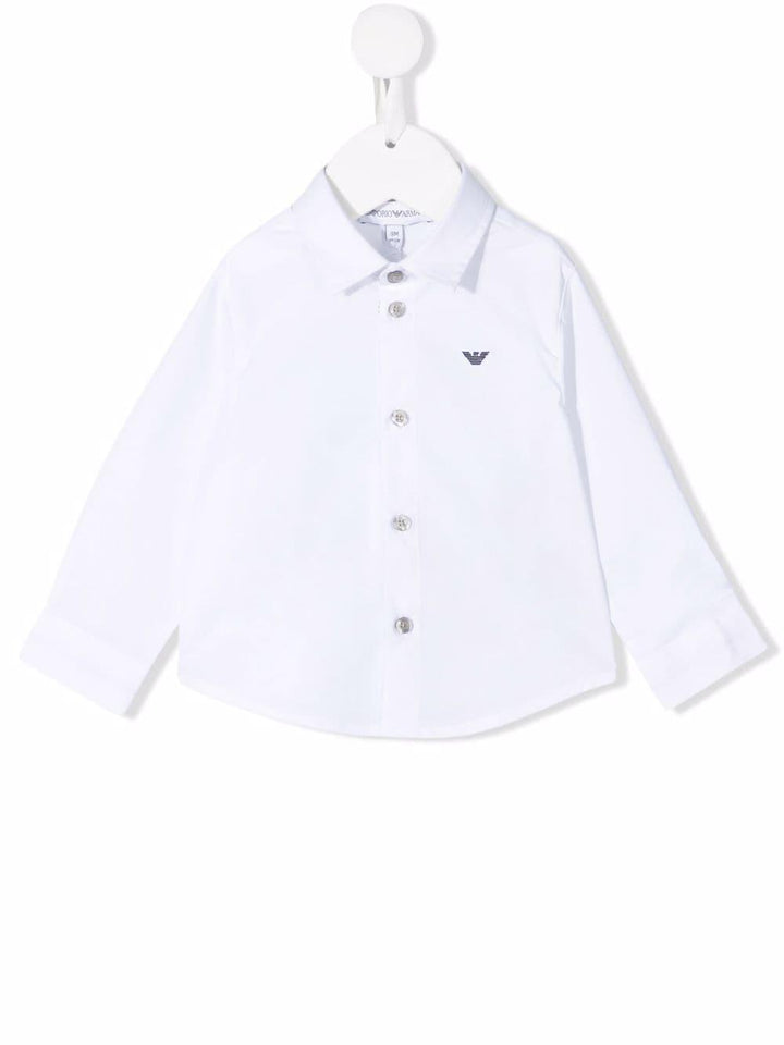 Camicia per neonato in cotone bianca 8NHC014NGDZ 0100 Emporio Armani Kids 