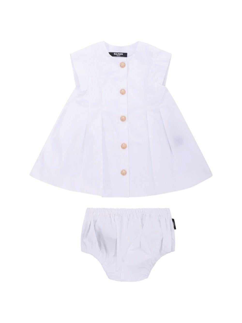 Abito bianco per neonata BY1131P0562 100 Balmain Kids 