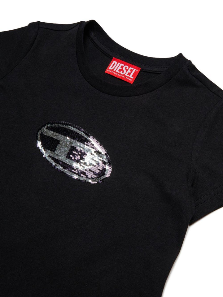 T-shirt nera per bambina J02371KYAUN K900 Diesel Kids 