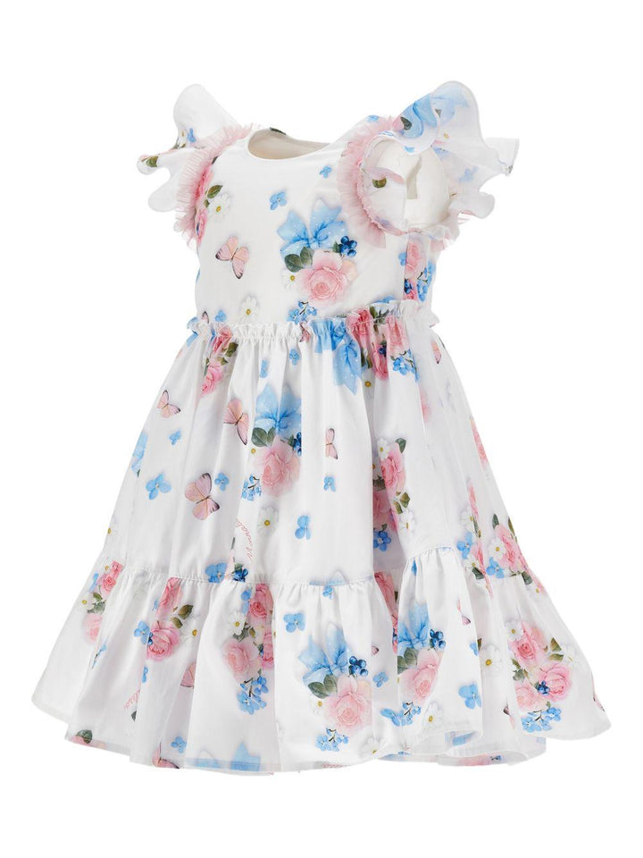 Abito bianco/floreale per neonata 31G9047656 0099 Monnalisa Kids 