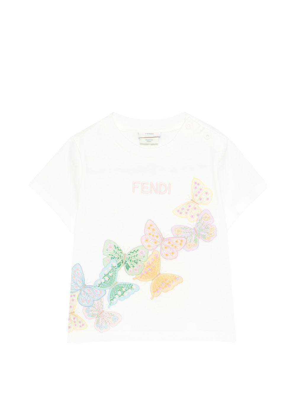 T-shirt bianca per neonato BFI1827AJ F0TU9 Fendi Kids 