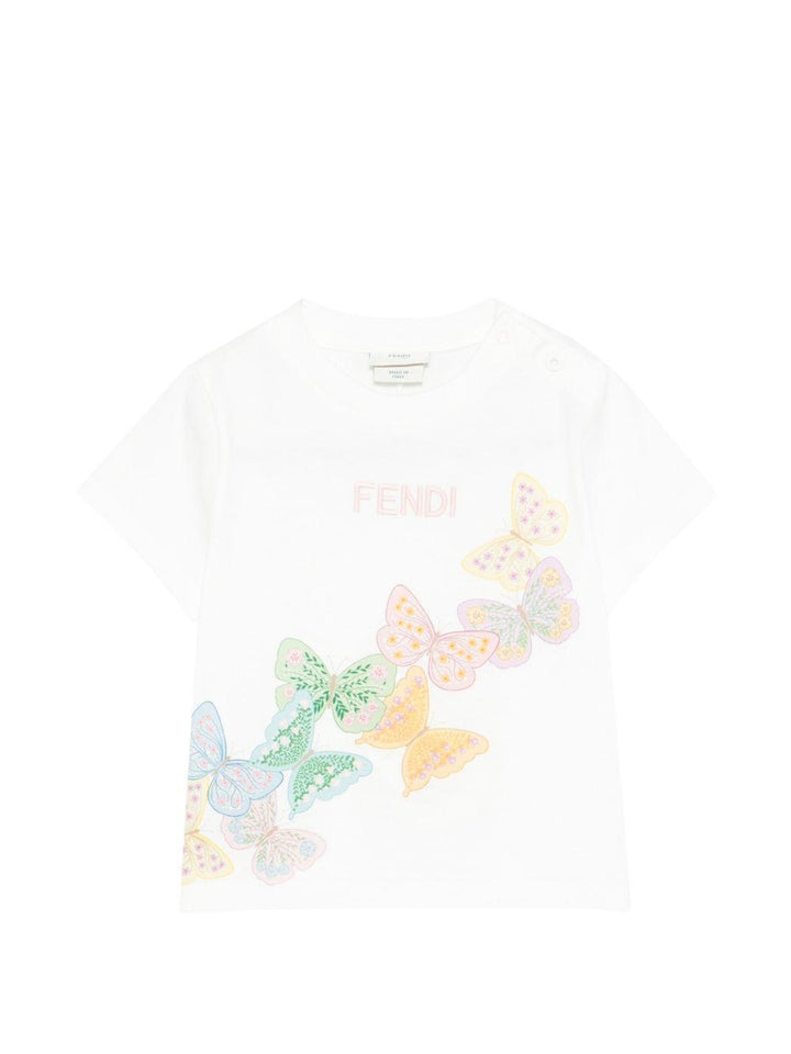 T-shirt bianca per neonato BFI1827AJ F0TU9 Fendi Kids 