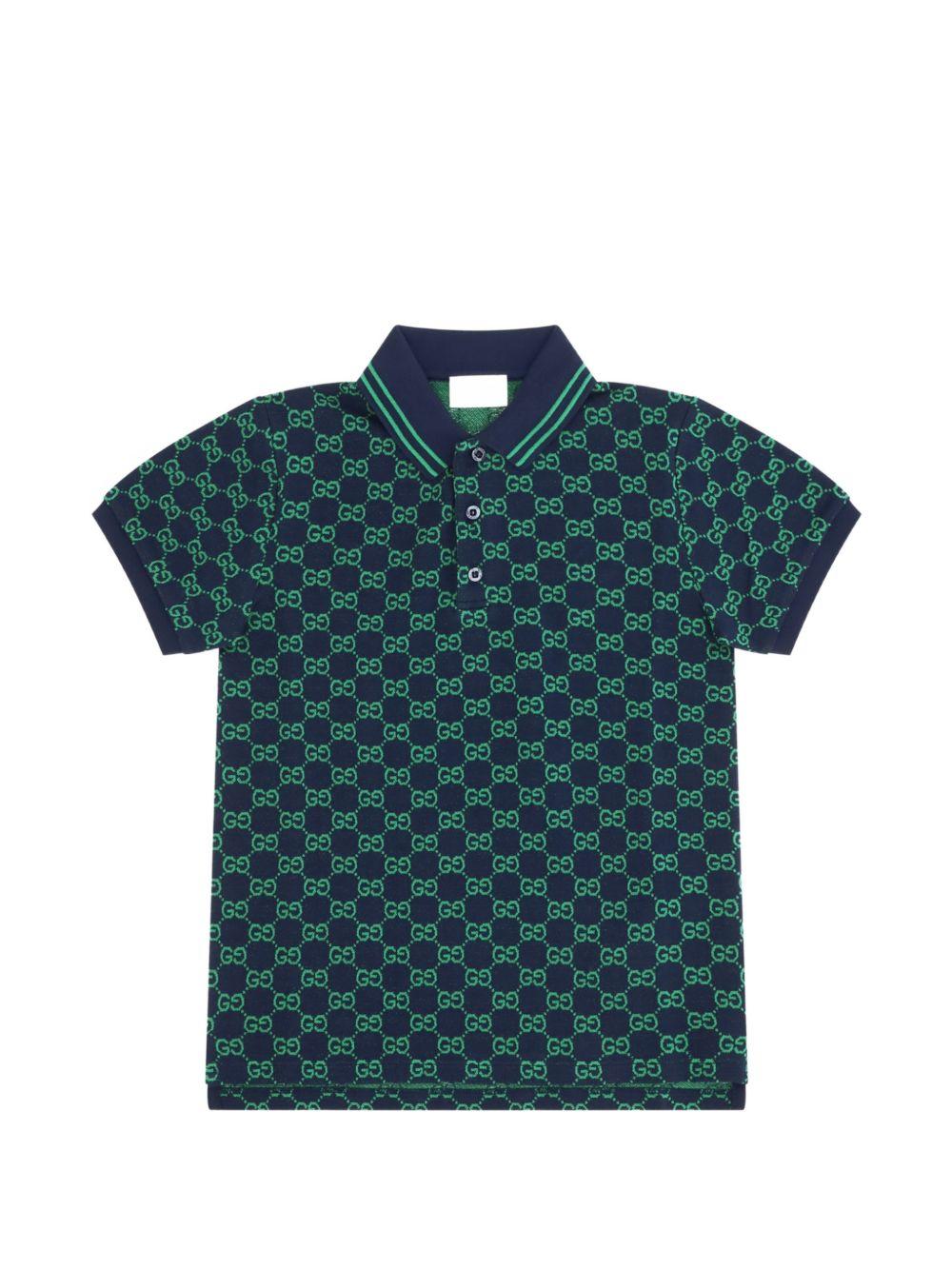 Polo verde/blu navy per bambino 825157XJHBA 4085 Gucci Kids 