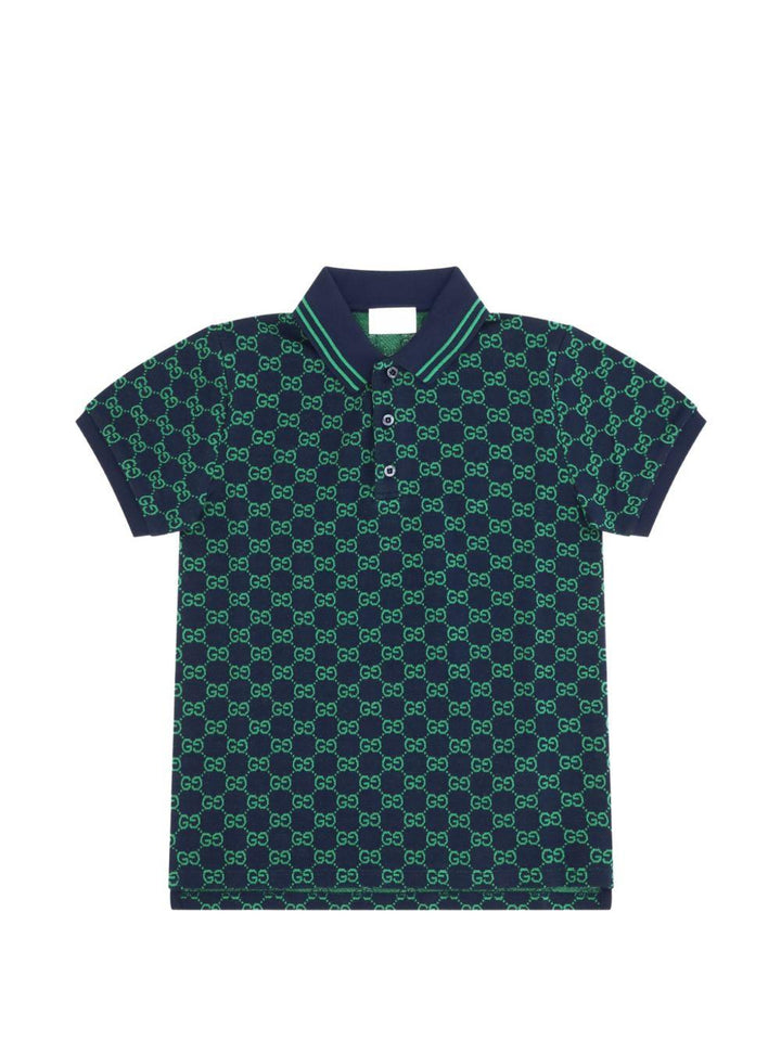 Polo verde/blu navy per bambino 825157XJHBA 4085 Gucci Kids 