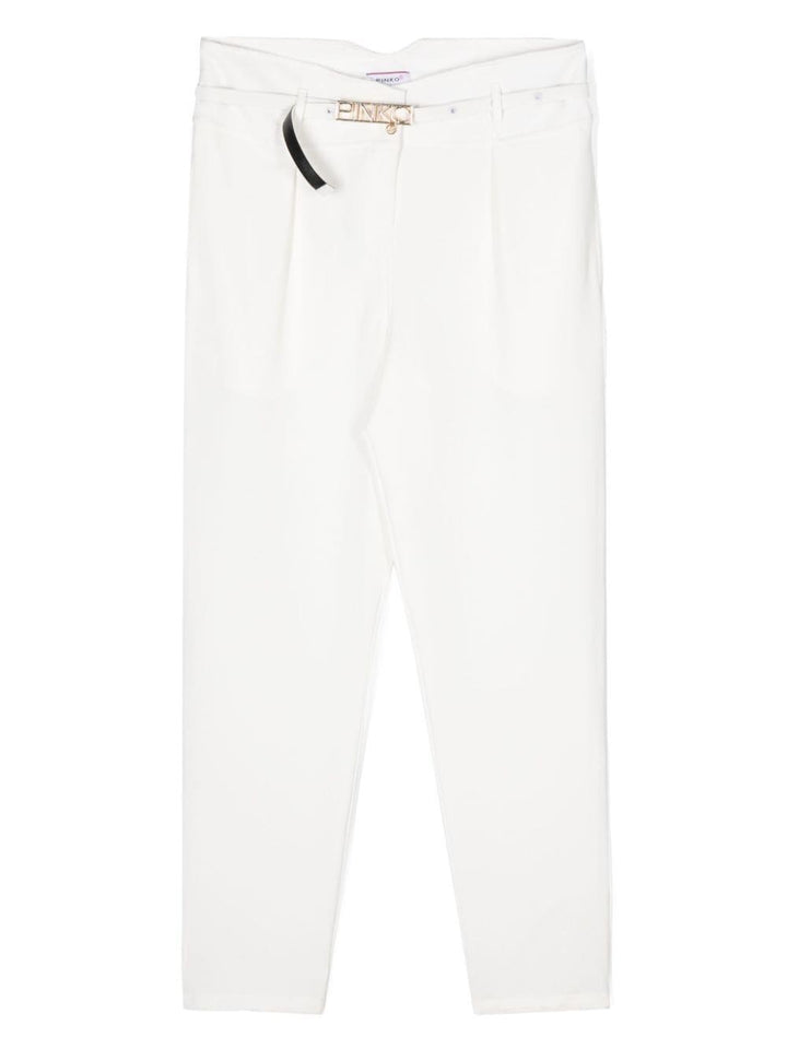 Pantalone bianco per bambina con logo
