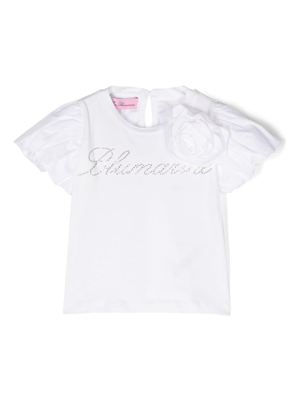 T-shirt bianca per neonata con logo