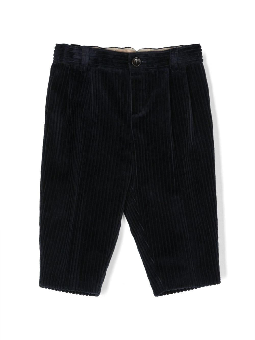 Pantalone blu per neonato in velluto