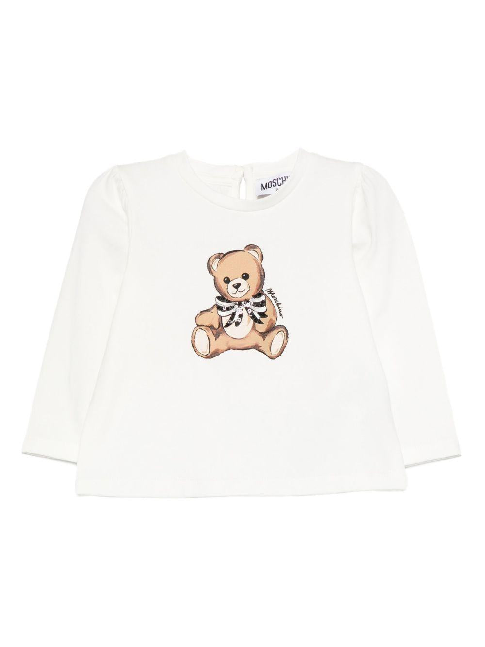 T-shirt bianca per neonato MEO001LBA11 10063 Moschino Kids 