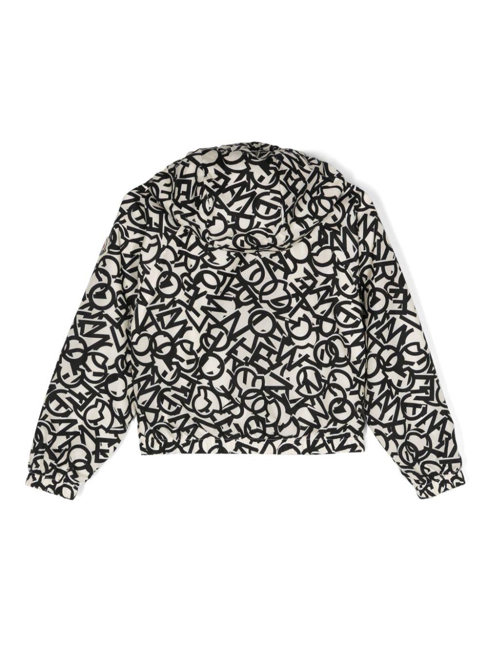 Black and white jacket for boys with all-over logo