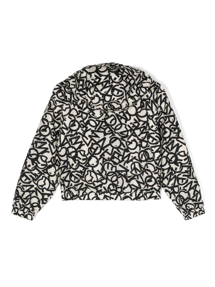 Black and white jacket for boys with all-over logo