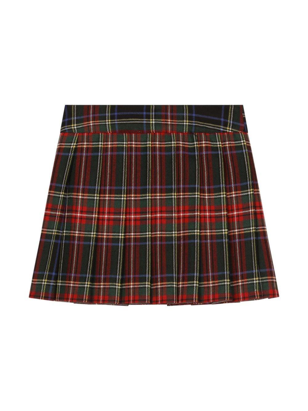 Red/Multi-Color Checkered Skirt for Girls