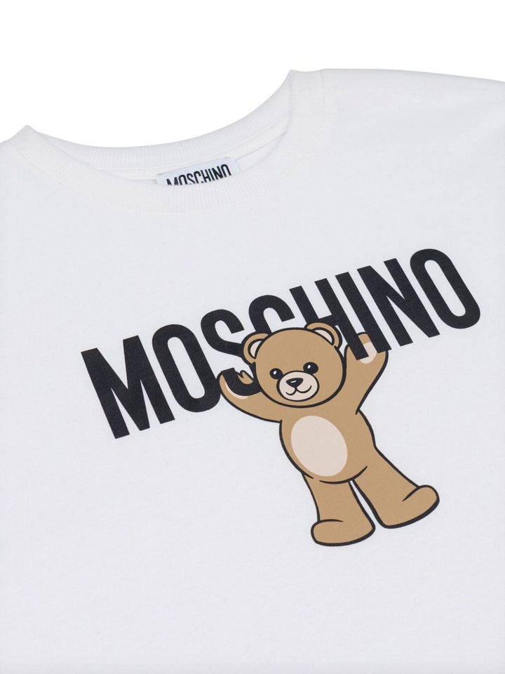 T-shirt bianco per bambino HMM05GLAA10 10063 Moschino Kids 