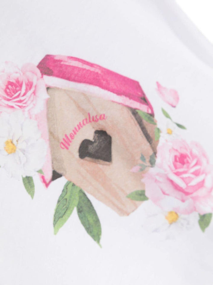 T-shirt bianca per neonata con stampa