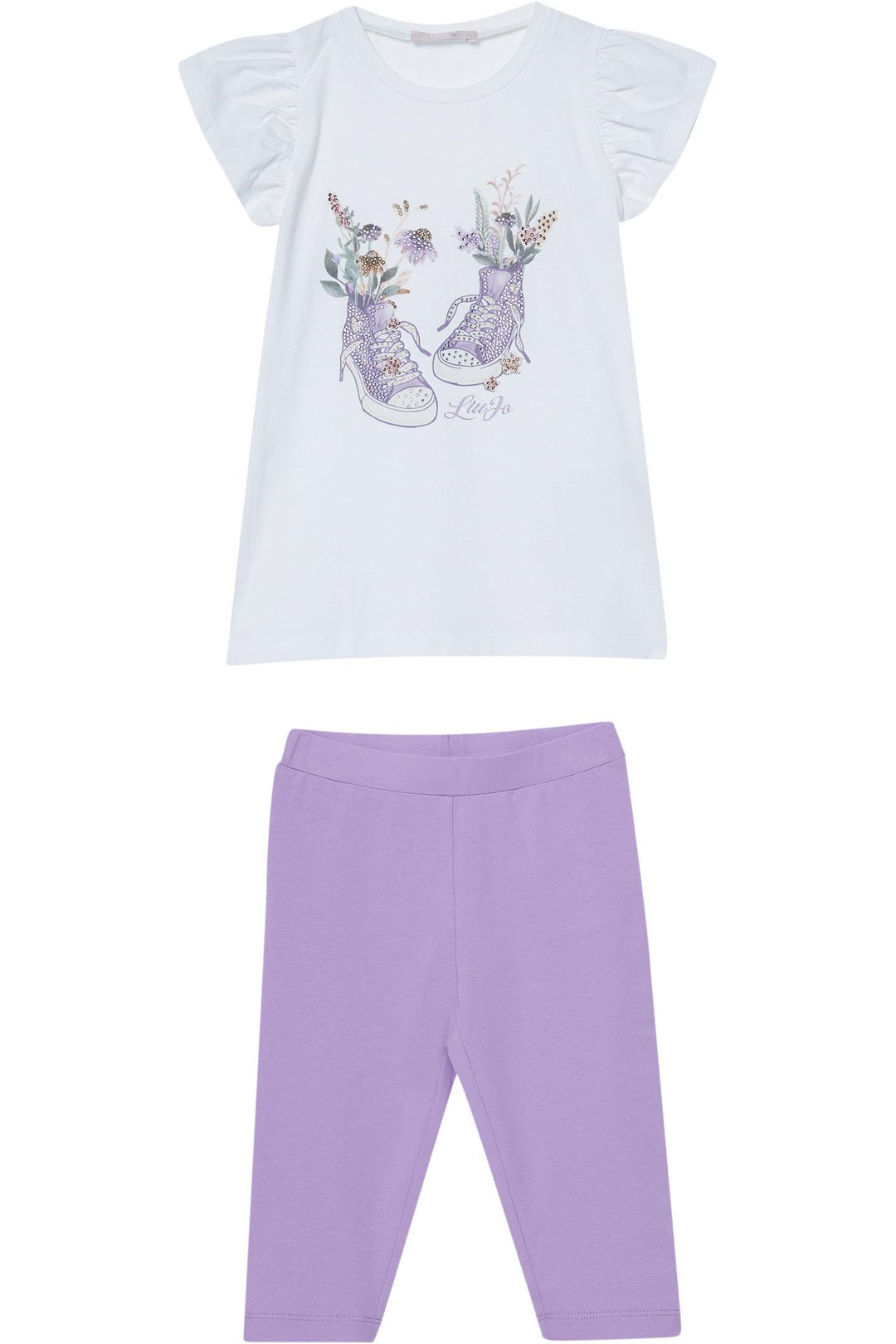 Completo bianco/viola per bambina