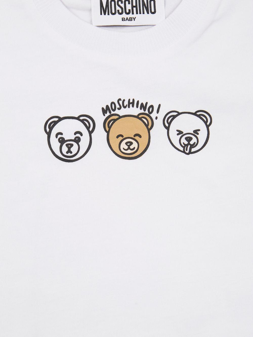 T-shirt bianco per neonato MUM04OLAA24 10101 Moschino Kids 