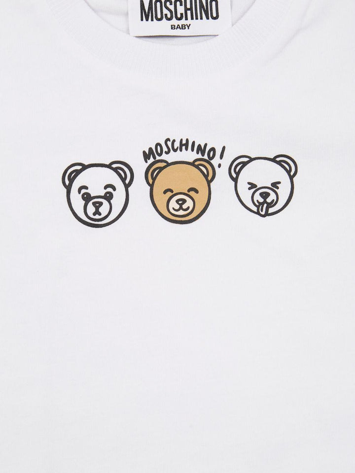 T-shirt bianco per neonato MUM04OLAA24 10101 Moschino Kids 