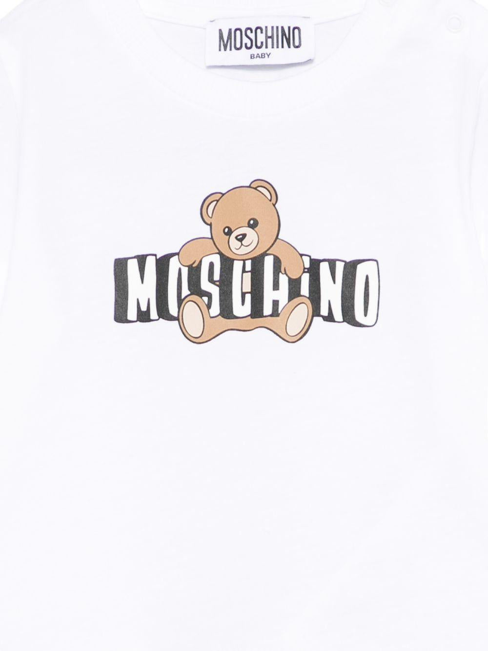 T-shirt bianco per neonato MUM04PLAA03 10101 Moschino Kids 