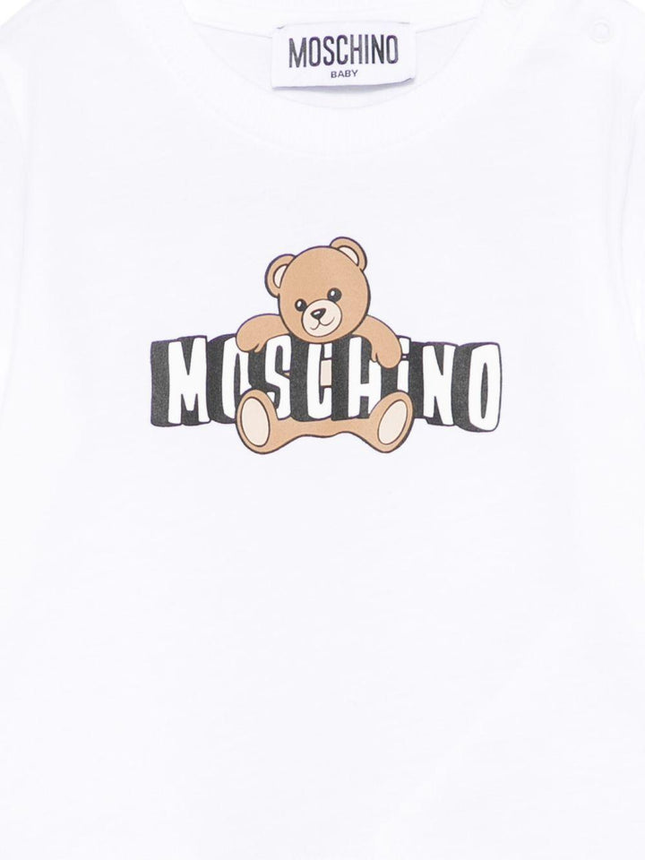T-shirt bianco per neonato MUM04PLAA03 10101 Moschino Kids 