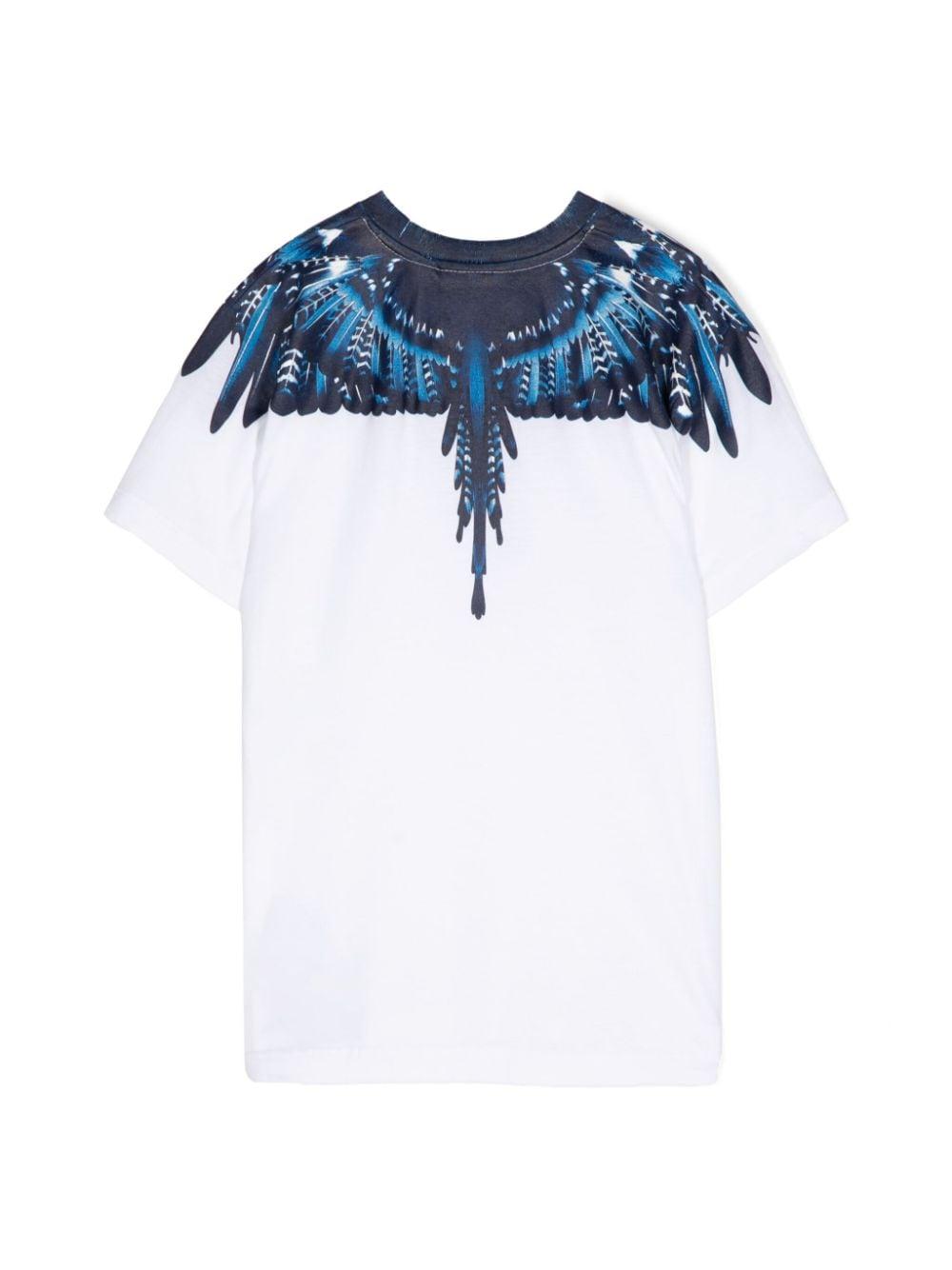 T-shirt bianca/wings blu per bambino