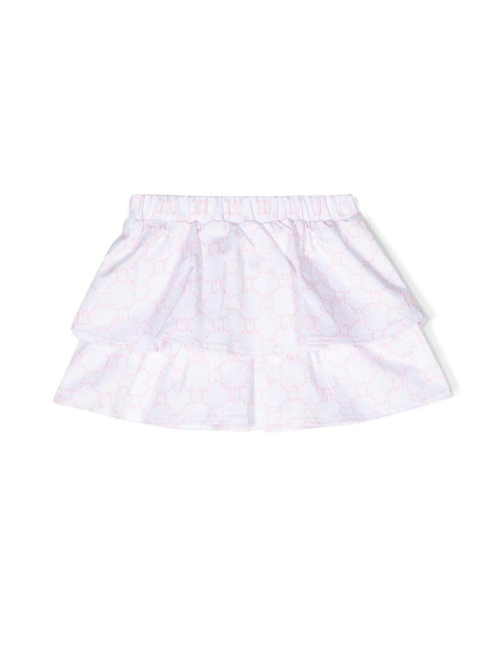Gonna bianca per neonata con logo rosa