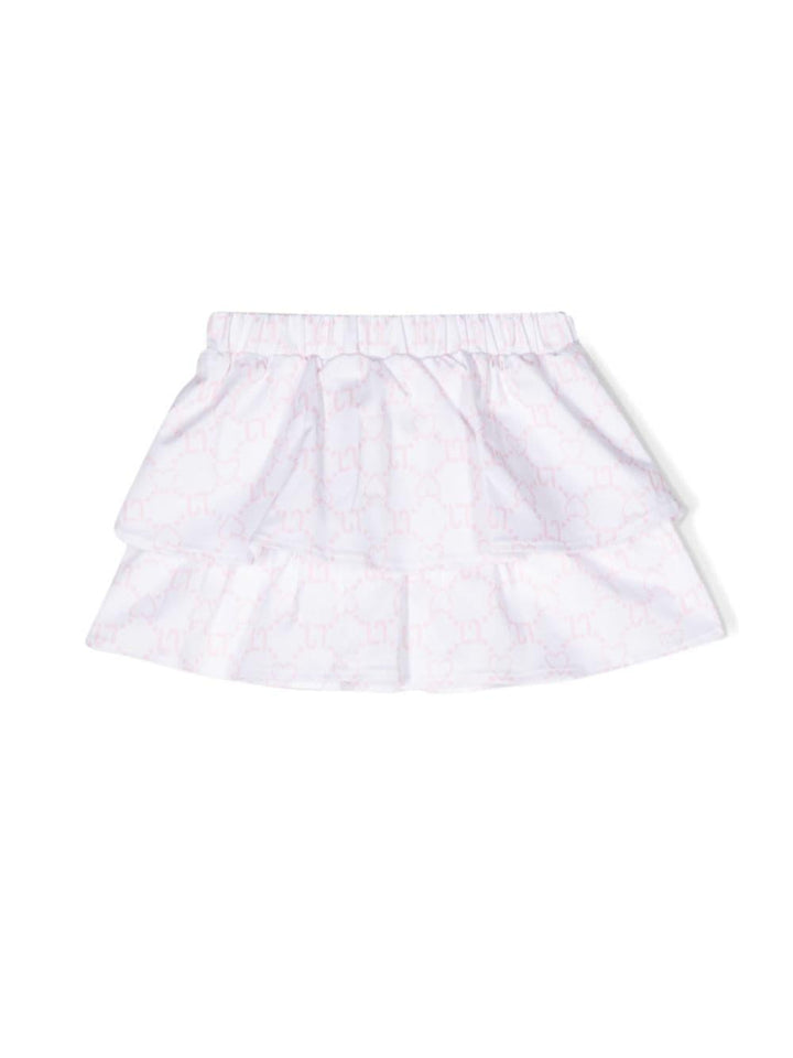 Gonna bianca per neonata con logo rosa