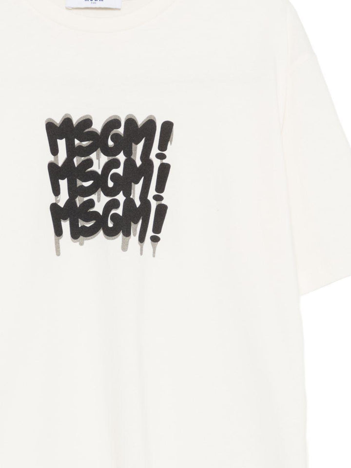 T-shirt crema per bambino S6MSJBTH227 013 Msgm Kids 