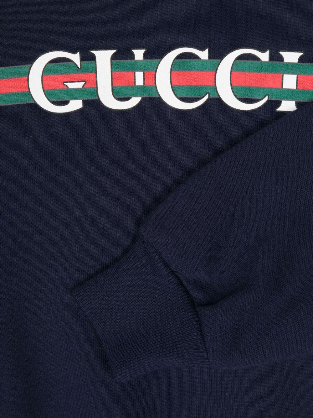 Felpa unisex in cotone blu navy con logo 793528XJGPJ 4392 Gucci Kids 