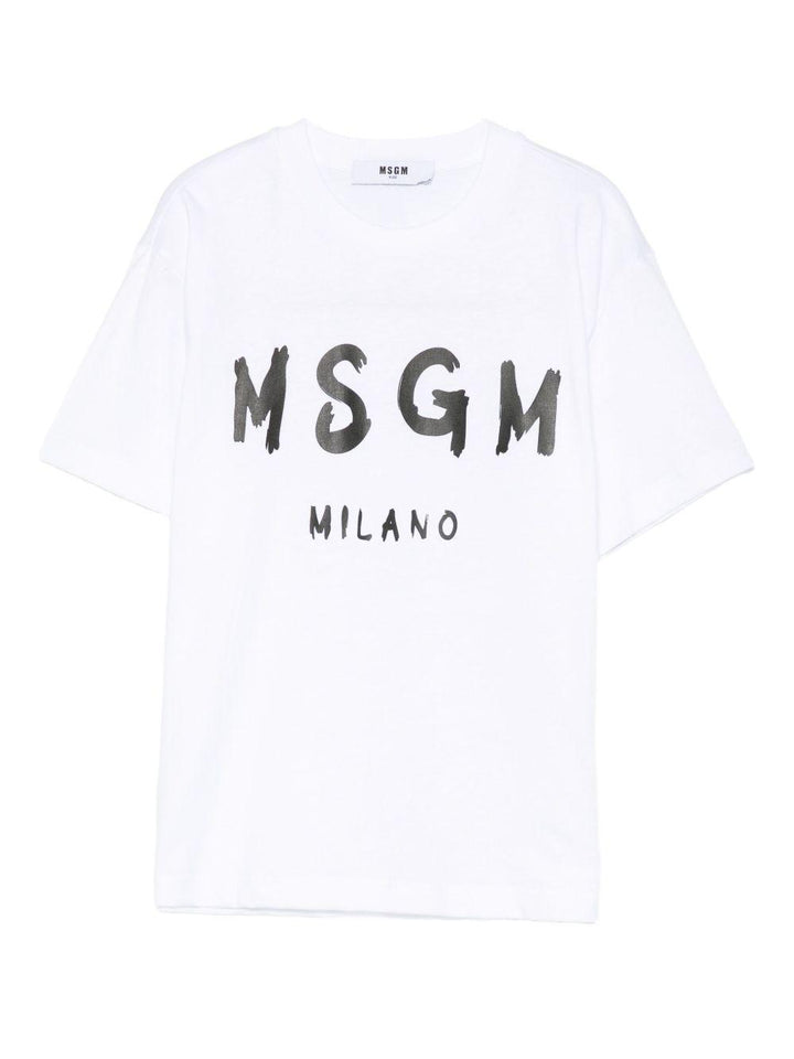 T-shirt bianca per bambino F5MSJUTH007 001 Msgm Kids 