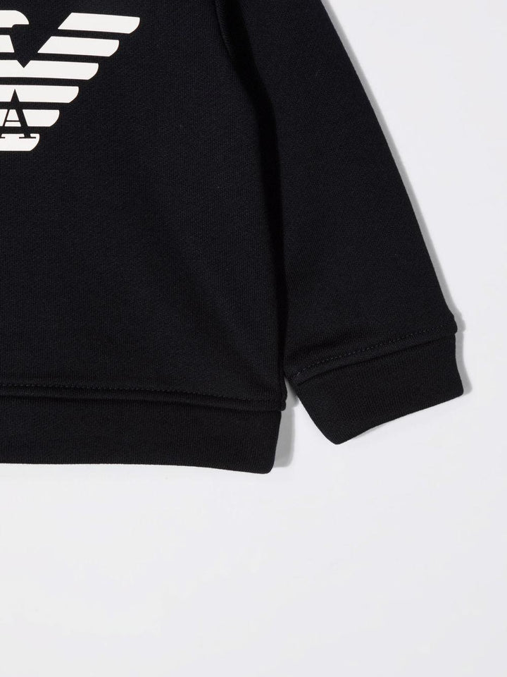 Black sweatshirt for newborns with white logo