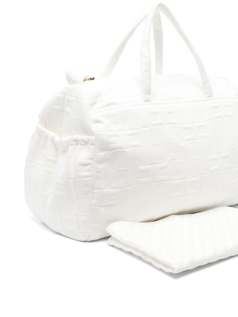 Borsa mamma bianca con logo all-over