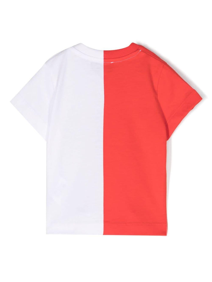 T-shirt bianca e rossa per neonato con logo