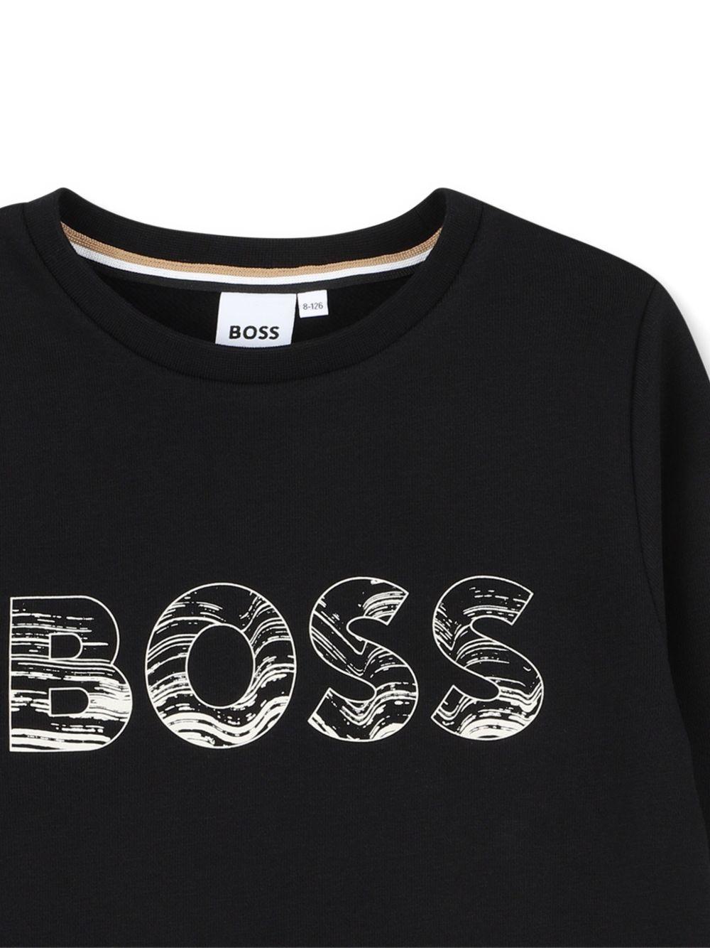 Felpa nera per bambino J52349 09B Boss Kids 