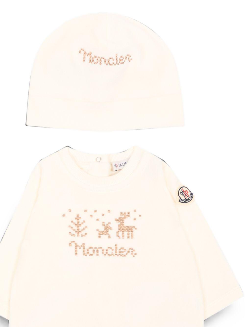 Tutina beige per neonato 9518P0000389AQ4 F02 Moncler Kids 