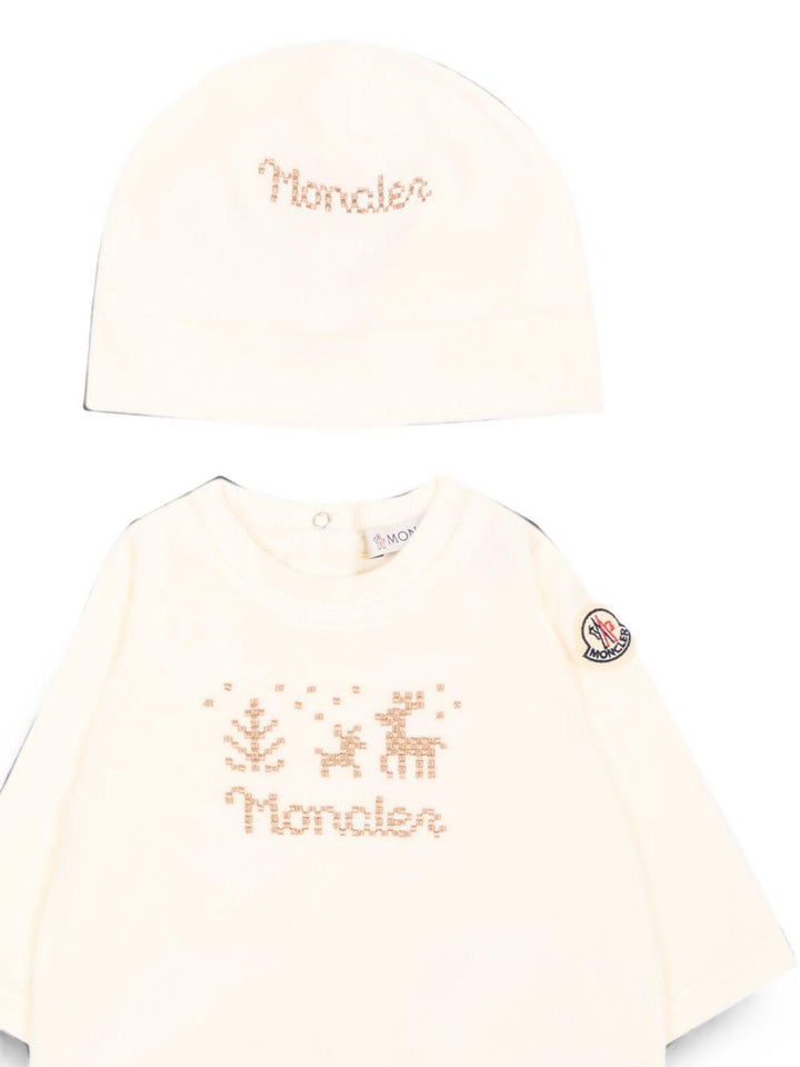 Tutina beige per neonato 9518P0000389AQ4 F02 Moncler Kids 
