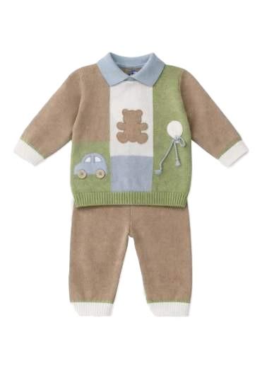 Completo marrone/bianco/verde per neonato MF2182704470 2750 Colorichiari Kids 