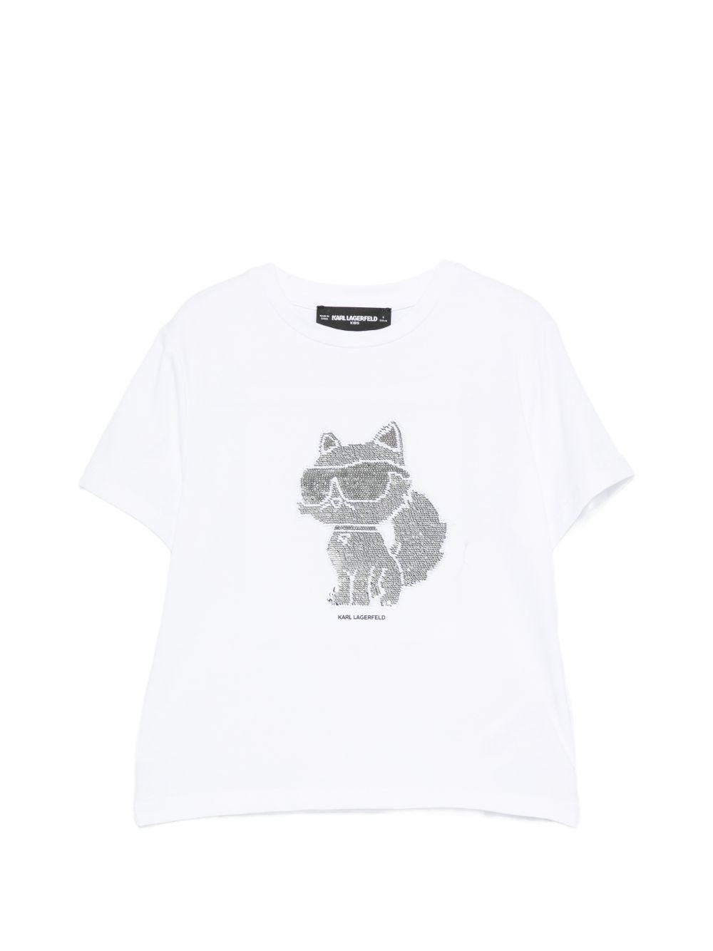 T-shirt bianca per bambina Z31153 10P Karl Lagerfeld Kids 