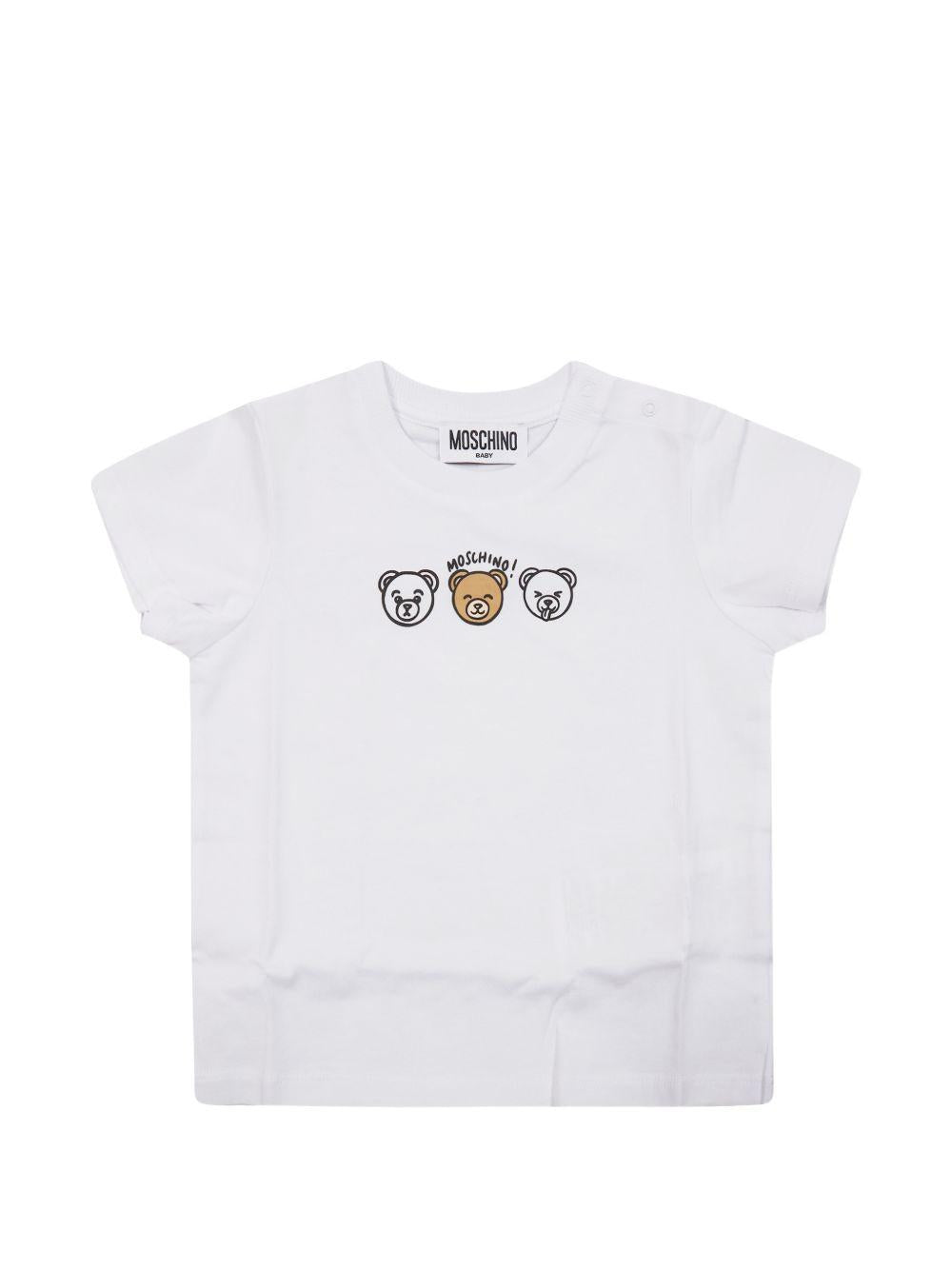 T-shirt bianco per neonato MUM04OLAA24 10101 Moschino Kids 